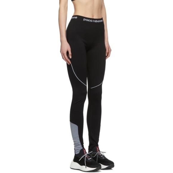 Paco Rabanne Black Bodyline Stirrup Leggings - Picture 1 of 9